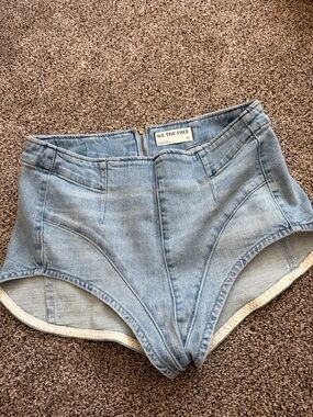 We The Free Light Wash High-Rise Sculpted Denim Shorts